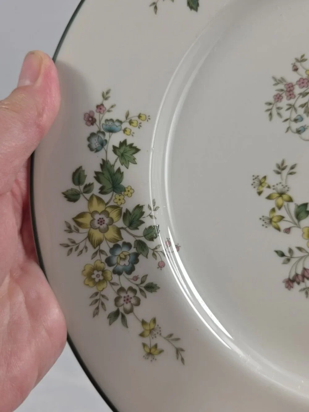 ONE Royal Doulton Campagna Dinner Plate Yellow, Blue & Pink Flowers Green Trim